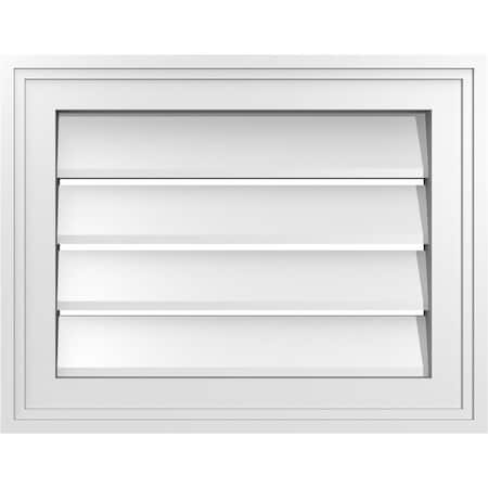 Ekena Millwork Vertical Surface Mount PVC Gable Vent: Functional, w/ 2"W x 1-1/2"P Brickmould Frame, 18"W x 14"H GVPVE18X1402SF